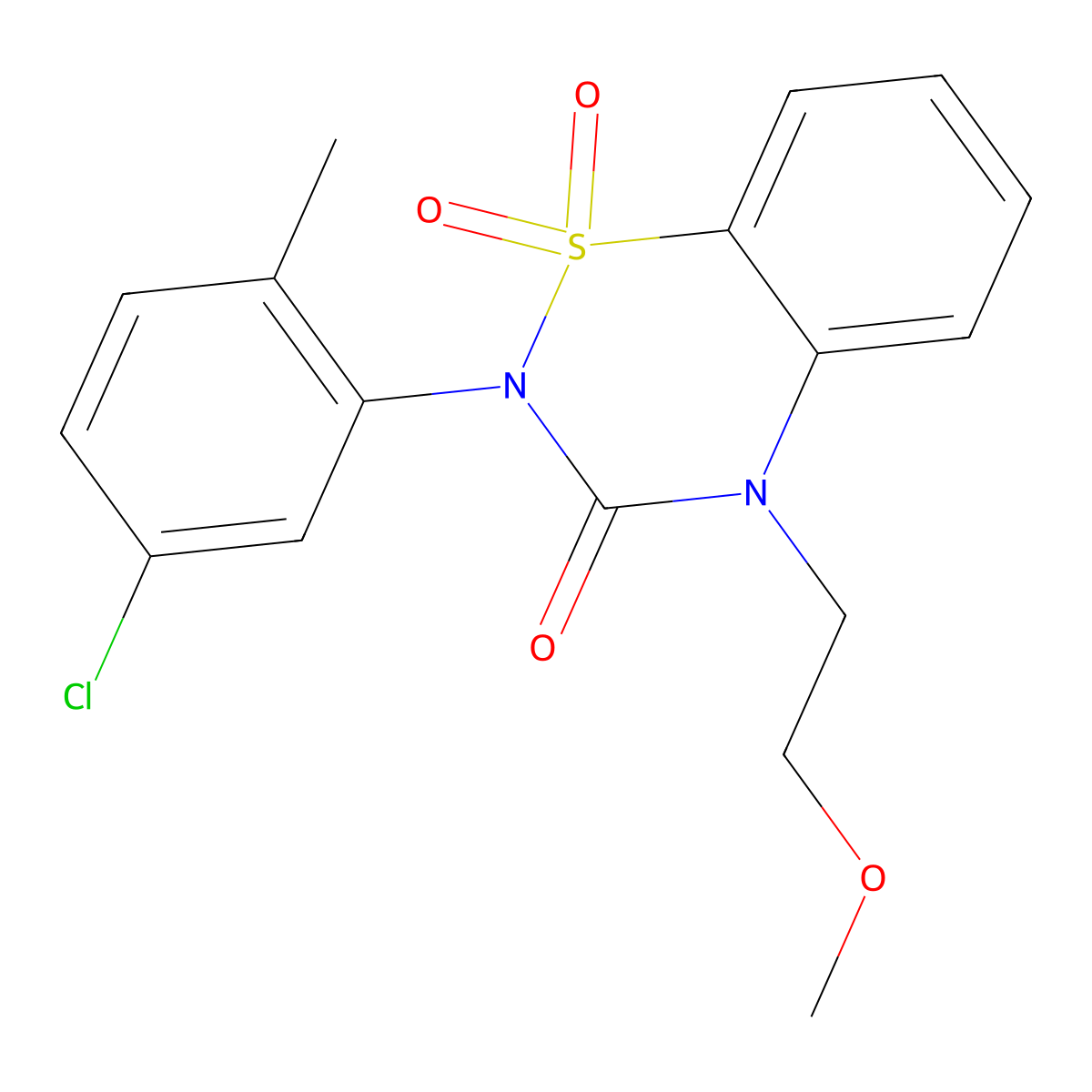2-(5-chloro-2-methylphenyl)-4-(2-methoxyethyl)-3,4-dihydro-2H-1lambda6,2,4-benzothiadiazine-1,1,3-trione molecular structure, CAS 2549013-47-8