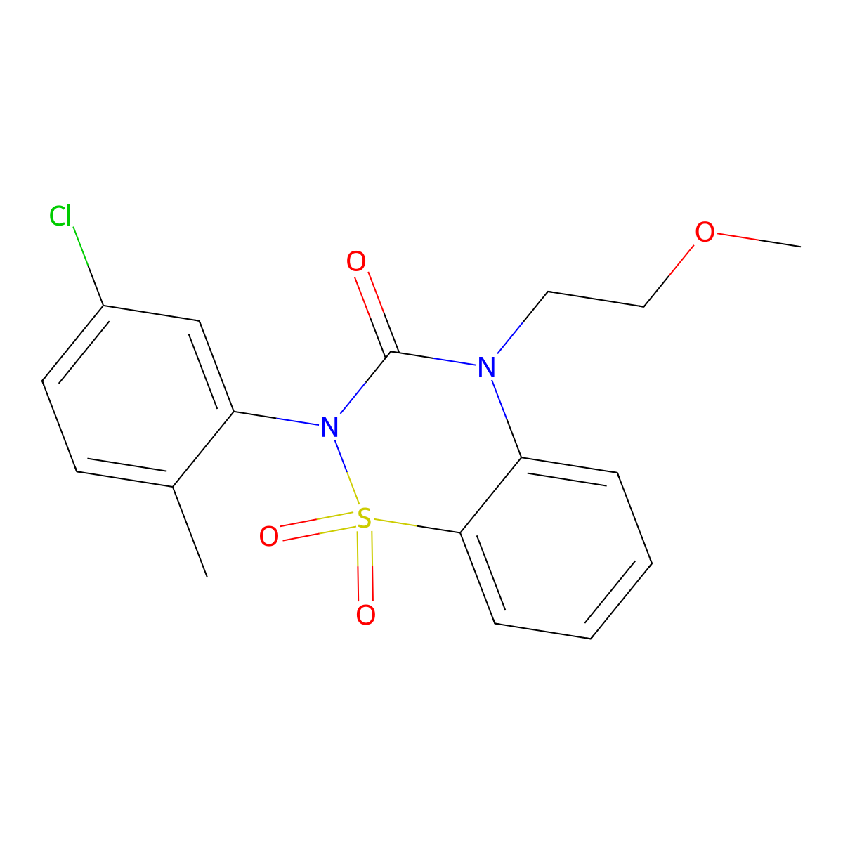 2-(5-chloro-2-methylphenyl)-4-(2-methoxyethyl)-3,4-dihydro-2H-1lambda6,2,4-benzothiadiazine-1,1,3-trione molecular structure, CAS 2549013-47-8