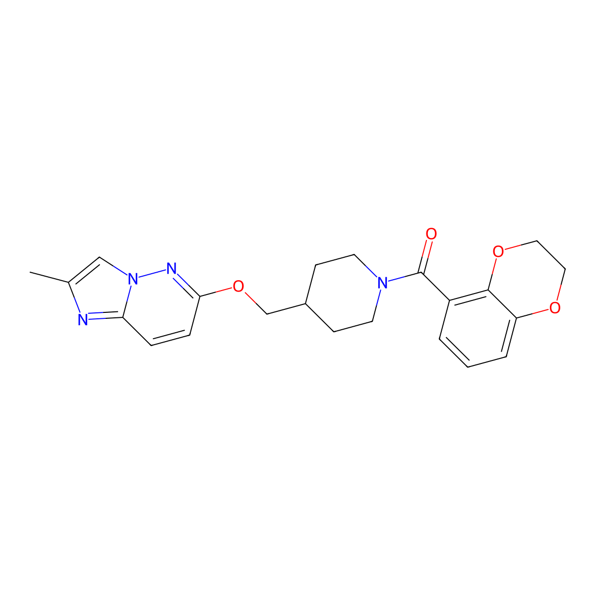 1-(2,3-Dihydro-1,4-benzodioxine-5-carbonyl)-4-[({2-methylimidazo[1,2-b]pyridazin-6-yl}oxy)methyl]piperidine molecular structure, CAS 2549013-49-0
