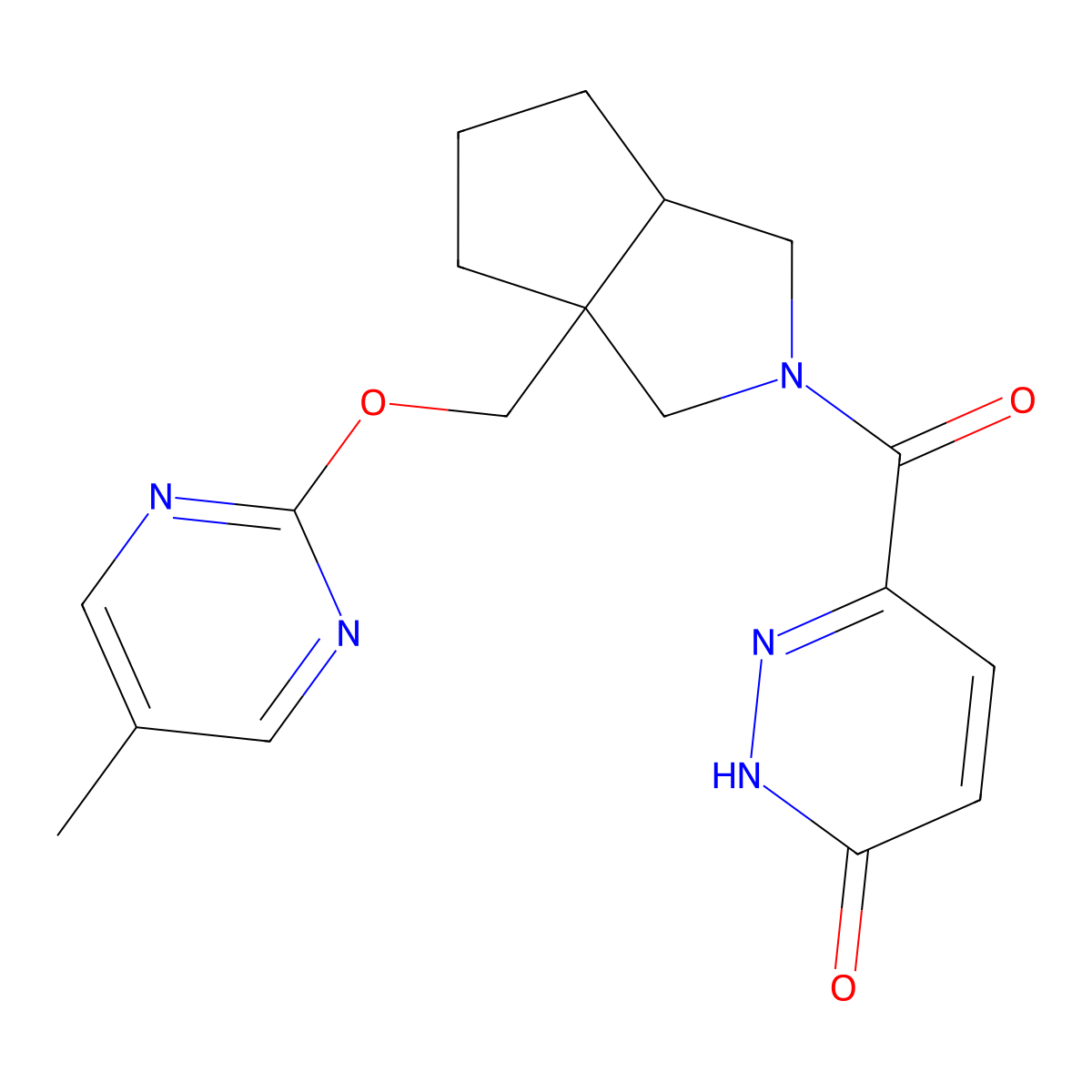 6-(3a-{[(5-Methylpyrimidin-2-yl)oxy]methyl}-octahydrocyclopenta[c]pyrrole-2-carbonyl)-2,3-dihydropyridazin-3-one molecular structure, CAS 2549013-51-4