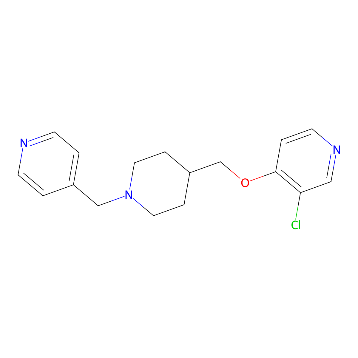 3-Chloro-4-({1-[(pyridin-4-yl)methyl]piperidin-4-yl}methoxy)pyridine molecular structure, CAS 2549013-52-5
