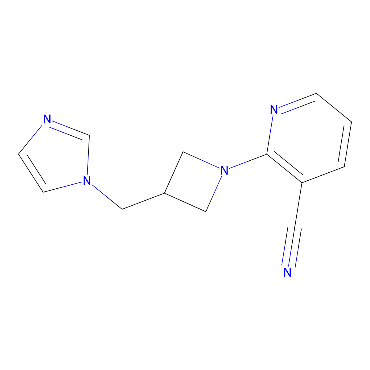 2-{3-[(1H-imidazol-1-yl)methyl]azetidin-1-yl}pyridine-3-carbonitrile molecular structure, CAS 2549013-53-6