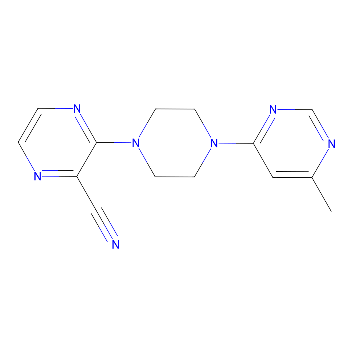 3-[4-(6-Methylpyrimidin-4-yl)piperazin-1-yl]pyrazine-2-carbonitrile molecular structure, CAS 2549013-54-7