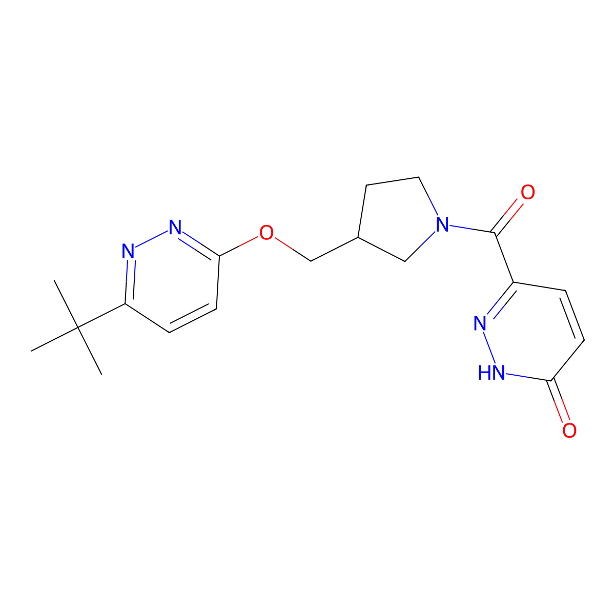 6-(3-{[(6-Tert-butylpyridazin-3-yl)oxy]methyl}pyrrolidine-1-carbonyl)-2,3-dihydropyridazin-3-one molecular structure, CAS 2549013-58-1