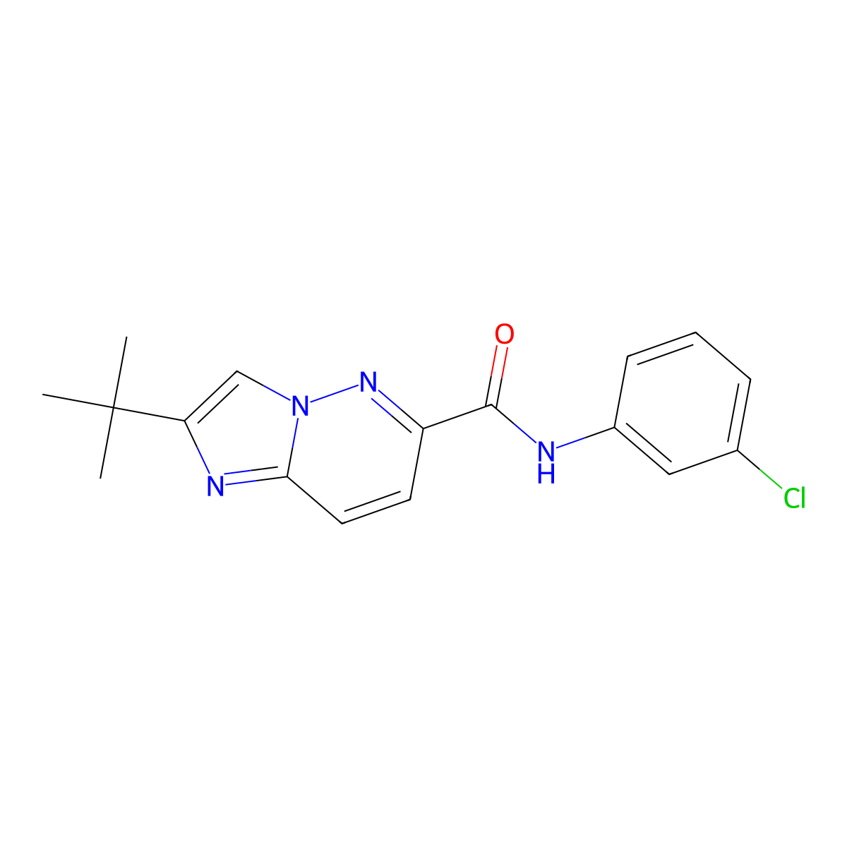 2-tert-butyl-N-(3-chlorophenyl)imidazo[1,2-b]pyridazine-6-carboxamide molecular structure, CAS 2549013-59-2
