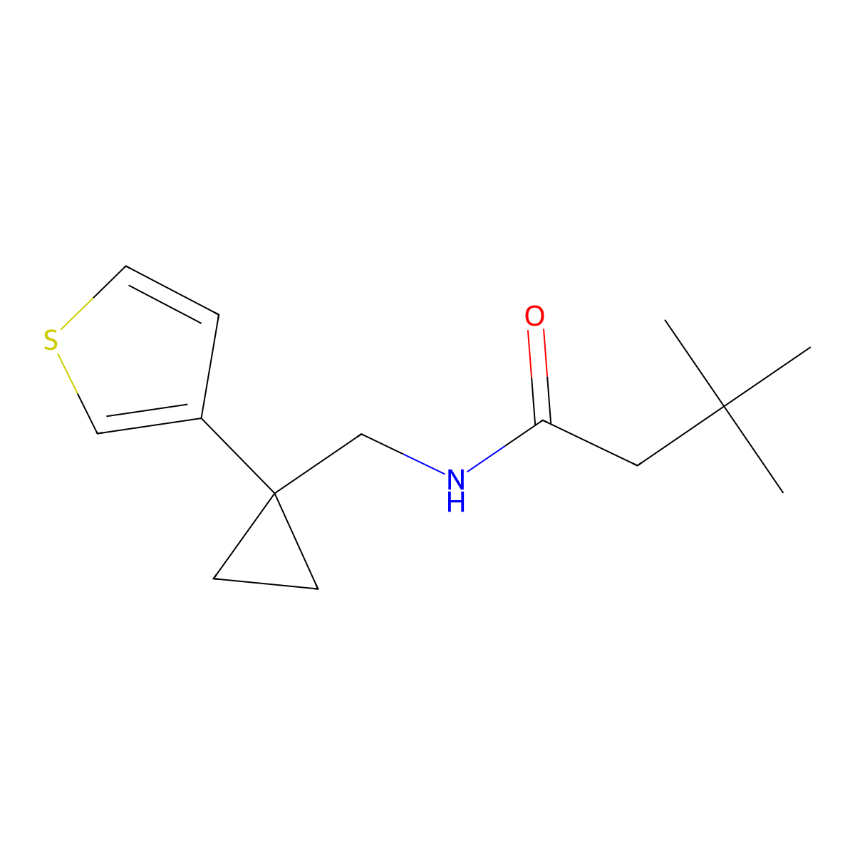 3,3-dimethyl-N-{[1-(thiophen-3-yl)cyclopropyl]methyl}butanamide molecular structure, CAS 2549013-62-7