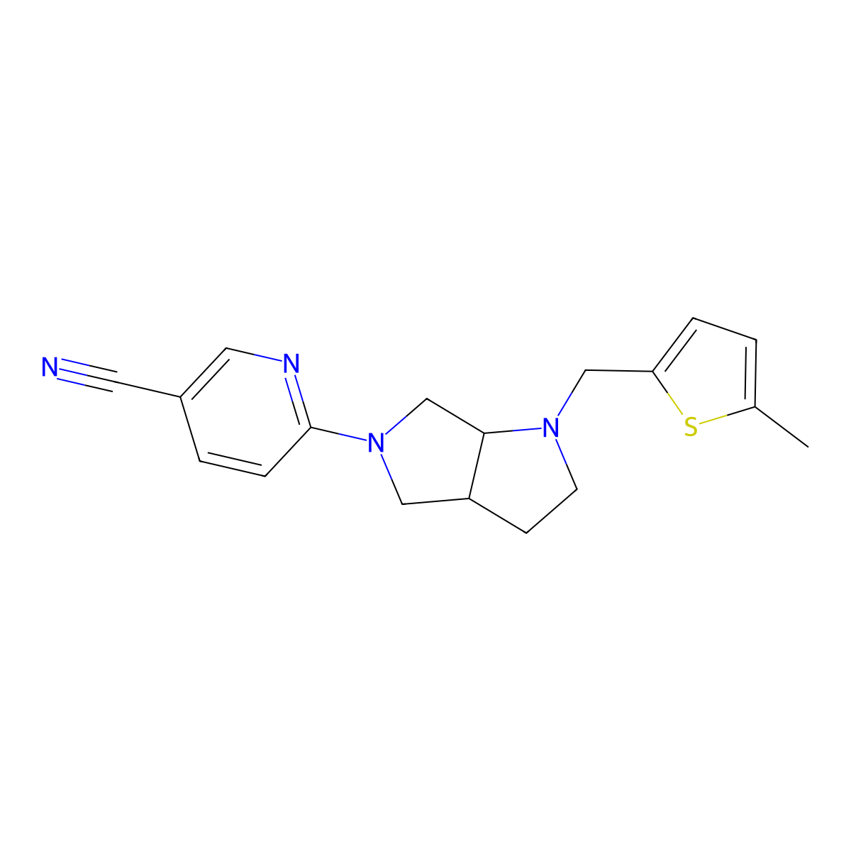 6-{1-[(5-Methylthiophen-2-yl)methyl]-octahydropyrrolo[2,3-c]pyrrol-5-yl}pyridine-3-carbonitrile molecular structure, CAS 2549013-64-9