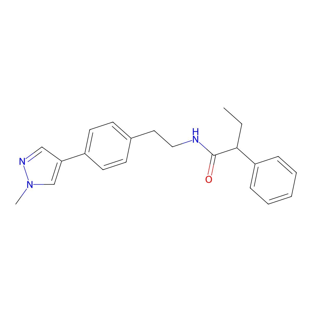 N-{2-[4-(1-methyl-1H-pyrazol-4-yl)phenyl]ethyl}-2-phenylbutanamide molecular structure, CAS 2549013-66-1