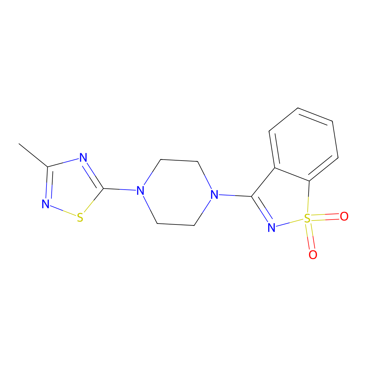 3-[4-(3-Methyl-1,2,4-thiadiazol-5-yl)piperazin-1-yl]-1lambda6,2-benzothiazole-1,1-dione molecular structure, CAS 2549013-67-2