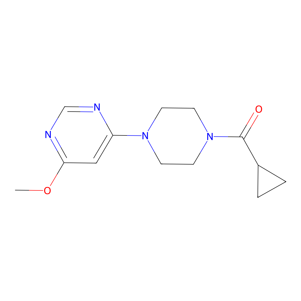 4-(4-Cyclopropanecarbonylpiperazin-1-yl)-6-methoxypyrimidine molecular structure, CAS 2549013-70-7