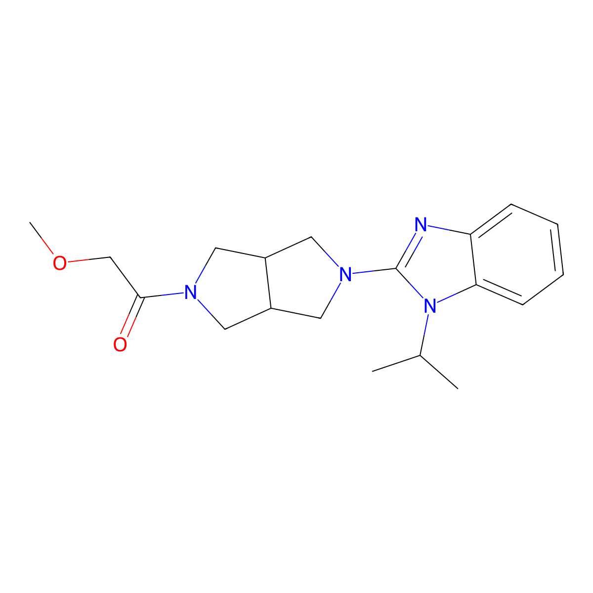 2-methoxy-1-{5-[1-(propan-2-yl)-1H-1,3-benzodiazol-2-yl]-octahydropyrrolo[3,4-c]pyrrol-2-yl}ethan-1-one molecular structure, CAS 2549013-78-5