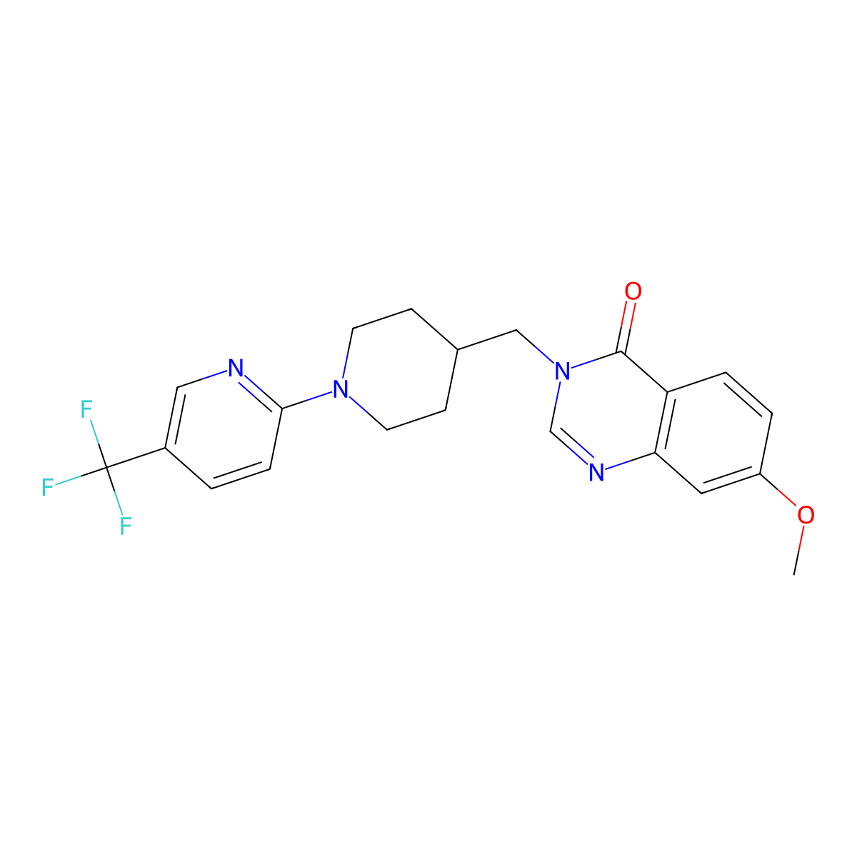 7-Methoxy-3-({1-[5-(trifluoromethyl)pyridin-2-yl]piperidin-4-yl}methyl)-3,4-dihydroquinazolin-4-one molecular structure, CAS 2549013-79-6