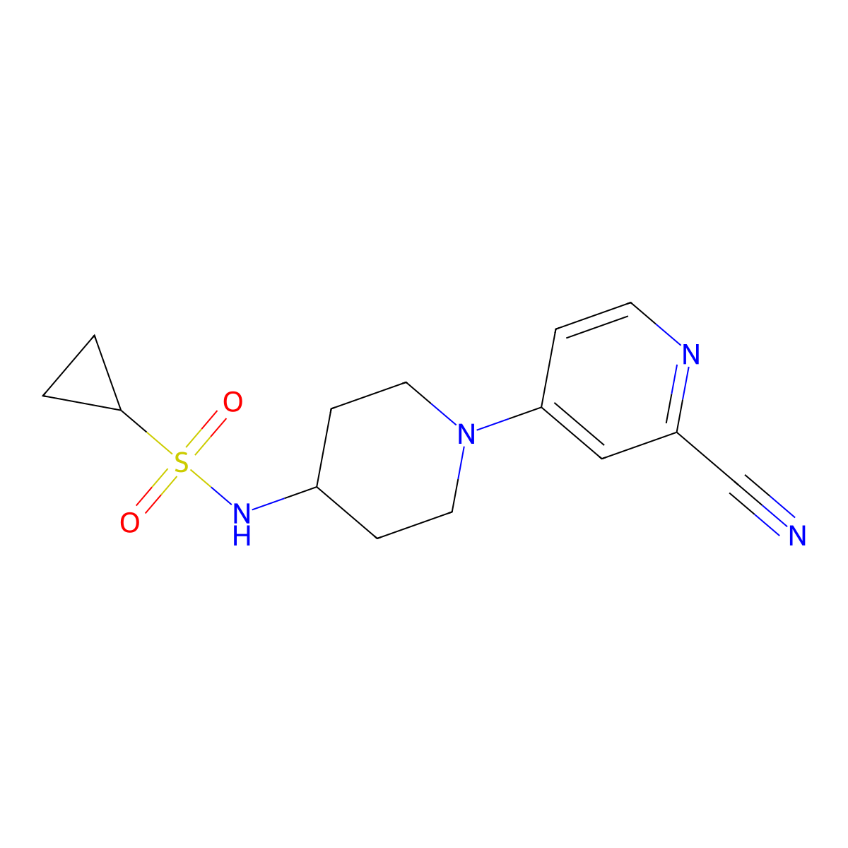 N-[1-(2-cyanopyridin-4-yl)piperidin-4-yl]cyclopropanesulfonamide molecular structure, CAS 2549013-80-9