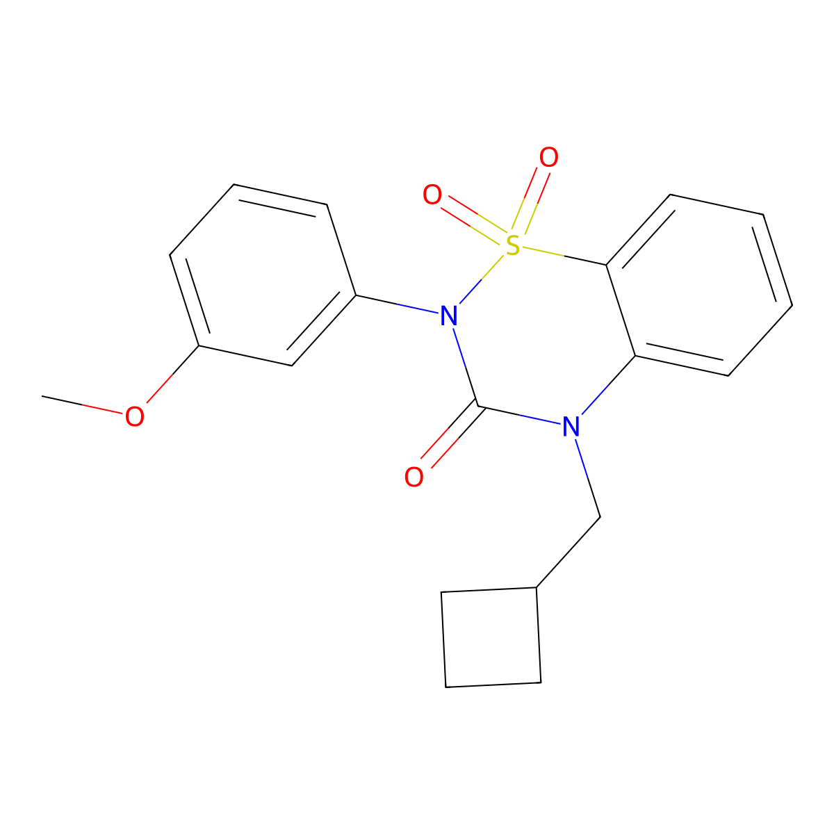 4-(Cyclobutylmethyl)-2-(3-methoxyphenyl)-1,1-dioxo-1lambda6,2,4-benzothiadiazin-3-one molecular structure, CAS 2549013-85-4