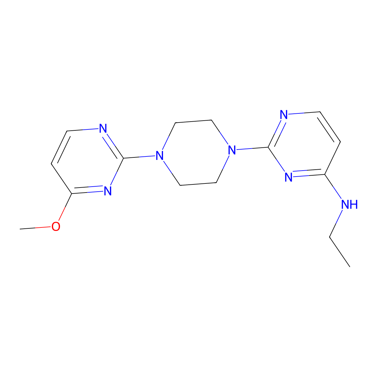 N-ethyl-2-[4-(4-methoxypyrimidin-2-yl)piperazin-1-yl]pyrimidin-4-amine molecular structure, CAS 2549013-87-6