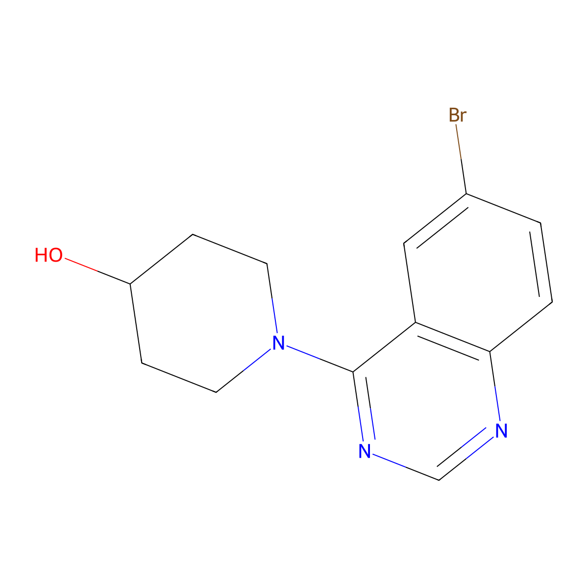 1-(6-Bromoquinazolin-4-yl)piperidin-4-ol molecular structure, CAS 2549013-88-7