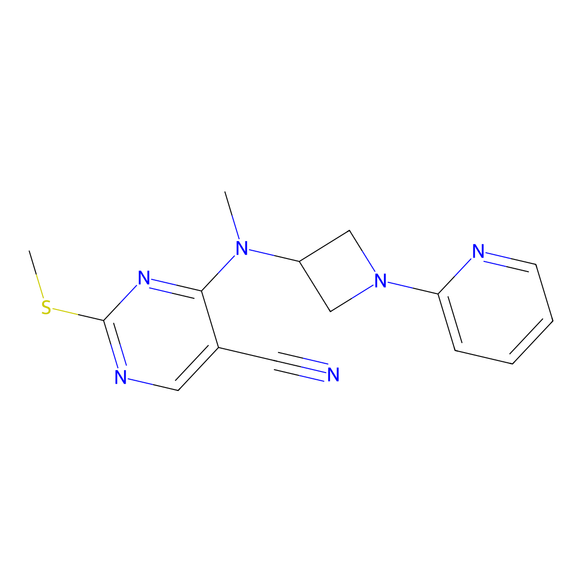 4-{Methyl[1-(pyridin-2-yl)azetidin-3-yl]amino}-2-(methylsulfanyl)pyrimidine-5-carbonitrile molecular structure, CAS 2549013-94-5