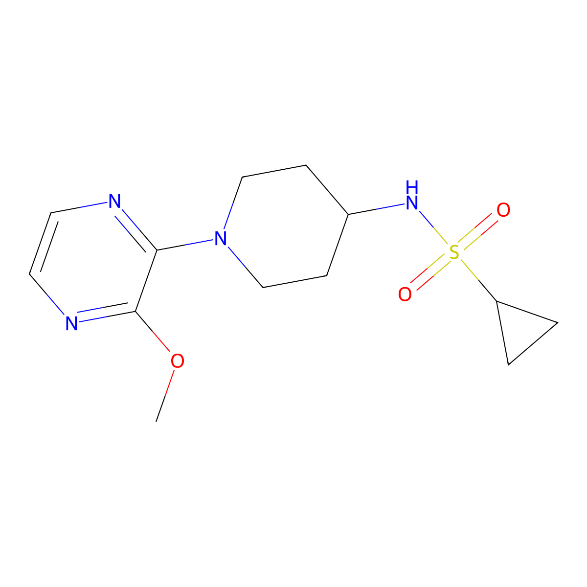 N-[1-(3-methoxypyrazin-2-yl)piperidin-4-yl]cyclopropanesulfonamide molecular structure, CAS 2549013-95-6
