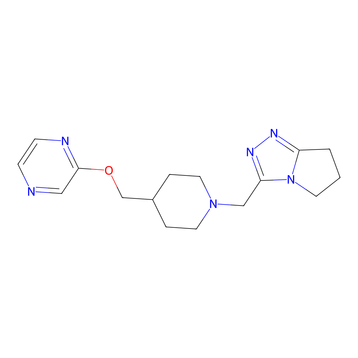 2-{[1-({5H,6H,7H-pyrrolo[2,1-c][1,2,4]triazol-3-yl}methyl)piperidin-4-yl]methoxy}pyrazine molecular structure, CAS 2549013-96-7