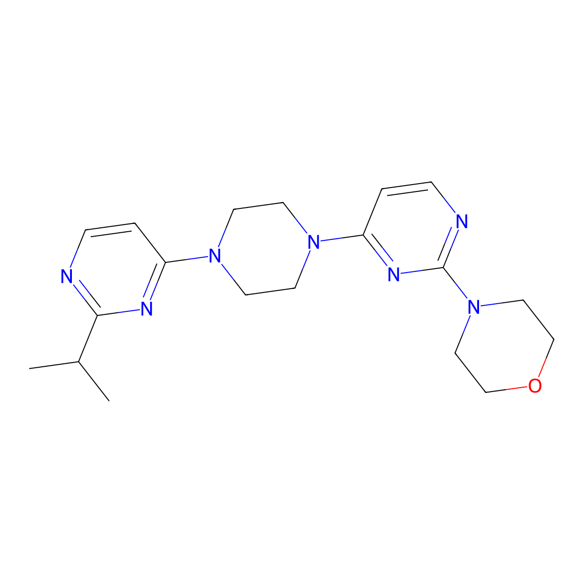 4-(4-{4-[2-(Propan-2-yl)pyrimidin-4-yl]piperazin-1-yl}pyrimidin-2-yl)morpholine molecular structure, CAS 2549014-00-6