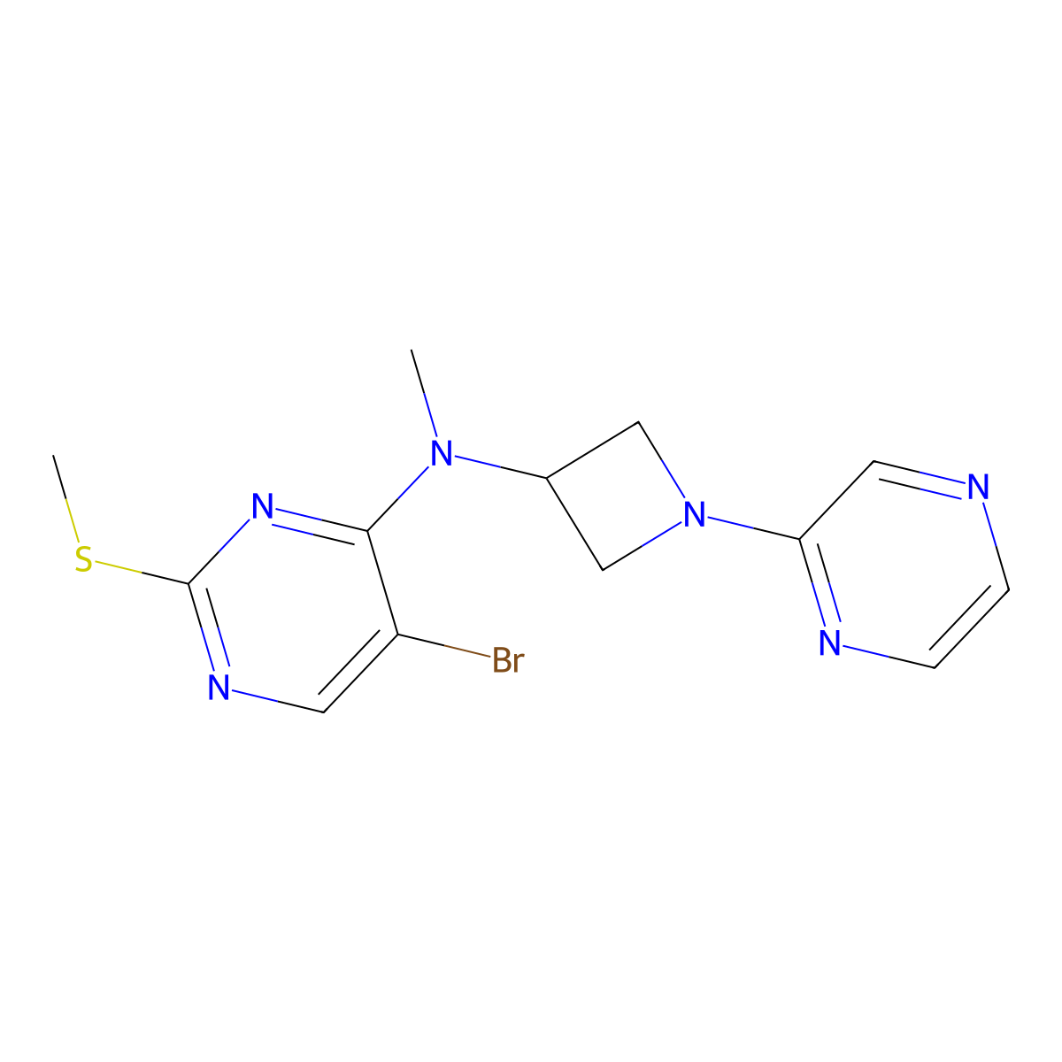 5-bromo-N-methyl-2-(methylsulfanyl)-N-[1-(pyrazin-2-yl)azetidin-3-yl]pyrimidin-4-amine molecular structure, CAS 2549014-02-8