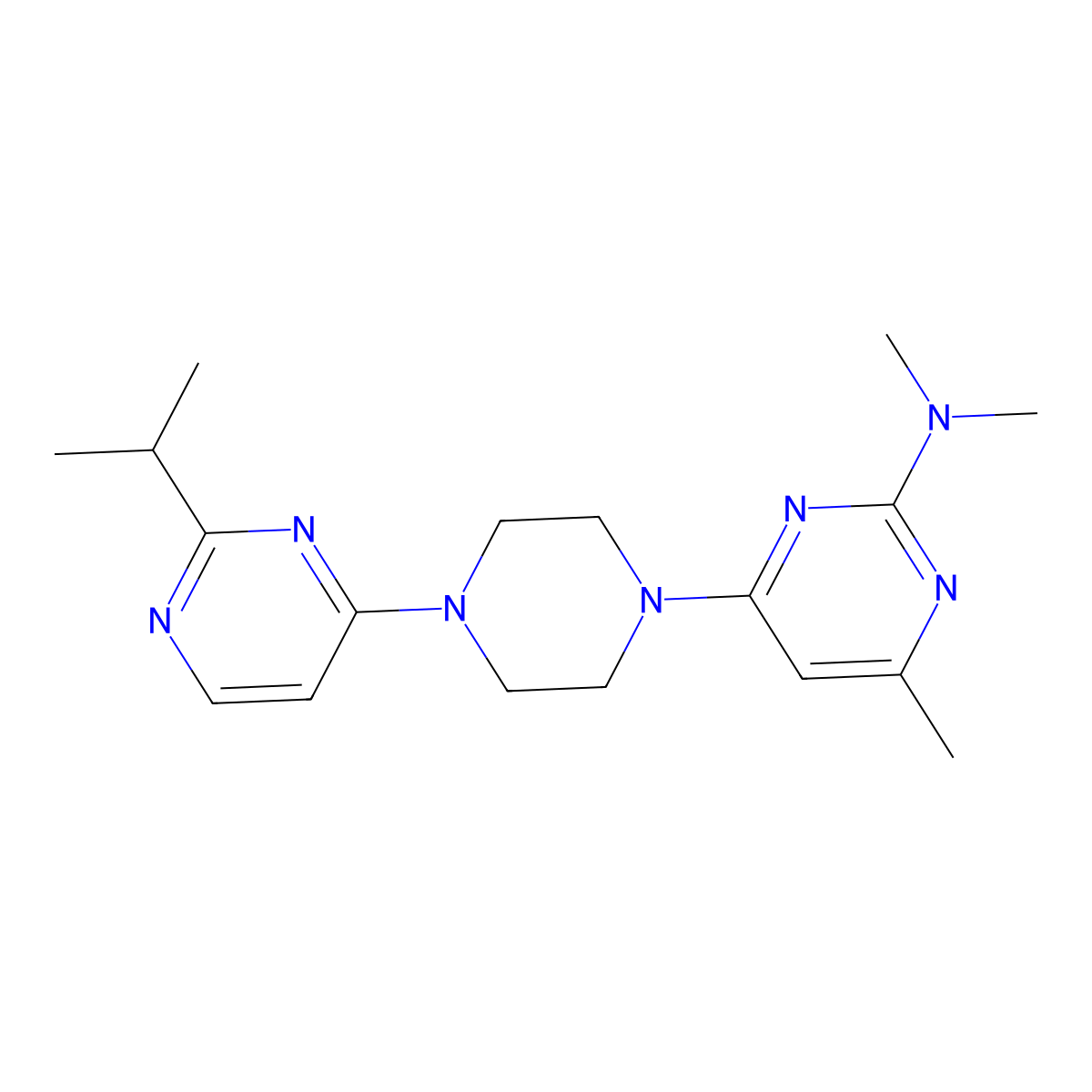 N,N,4-trimethyl-6-{4-[2-(propan-2-yl)pyrimidin-4-yl]piperazin-1-yl}pyrimidin-2-amine molecular structure, CAS 2549014-08-4