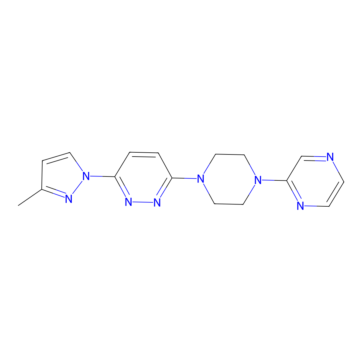 3-(3-methyl-1H-pyrazol-1-yl)-6-[4-(pyrazin-2-yl)piperazin-1-yl]pyridazine molecular structure, CAS 2549014-14-2