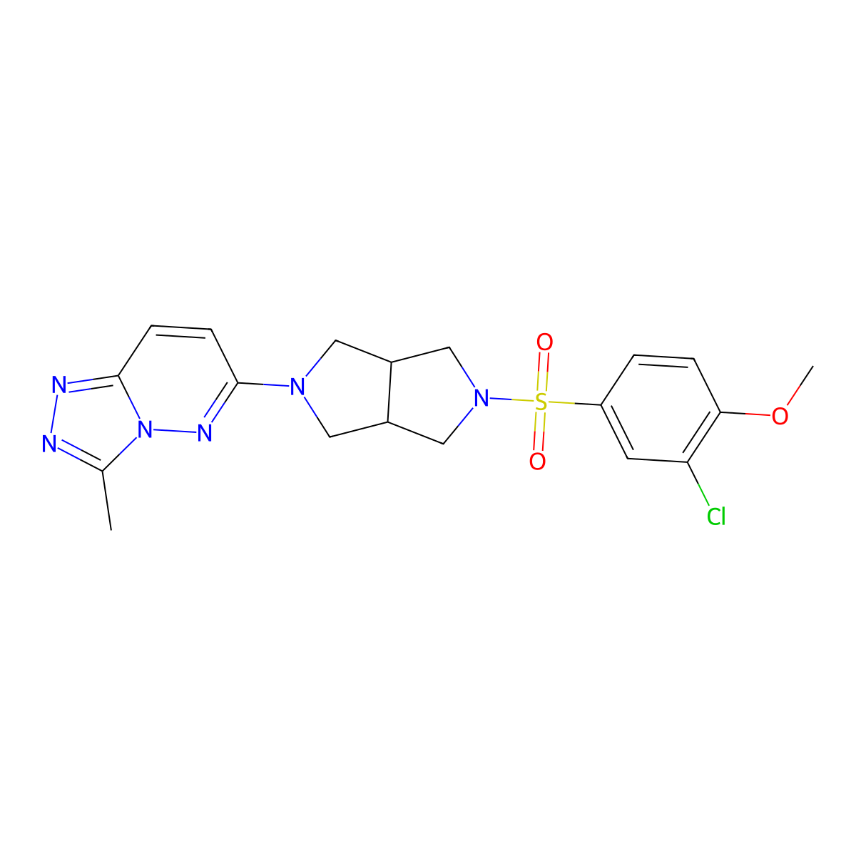 6-[5-(3-Chloro-4-methoxybenzenesulfonyl)-octahydropyrrolo[3,4-c]pyrrol-2-yl]-3-methyl-[1,2,4]triazolo[4,3-b]pyridazine molecular structure, CAS 2549014-16-4