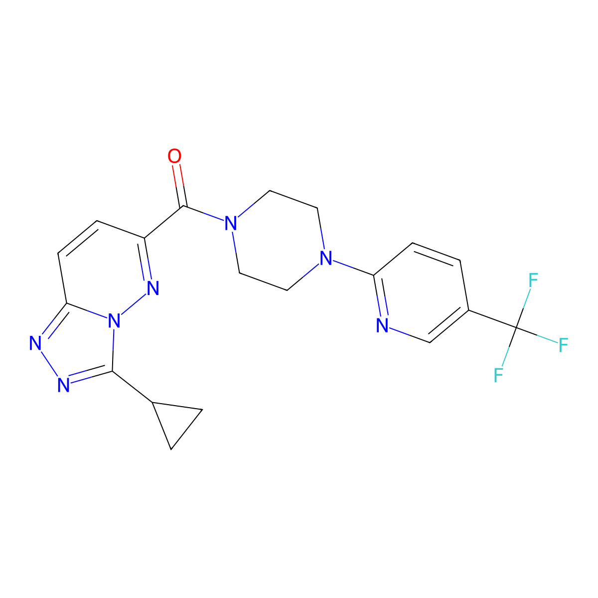 1-{3-Cyclopropyl-[1,2,4]triazolo[4,3-b]pyridazine-6-carbonyl}-4-[5-(trifluoromethyl)pyridin-2-yl]piperazine molecular structure, CAS 2549014-30-2