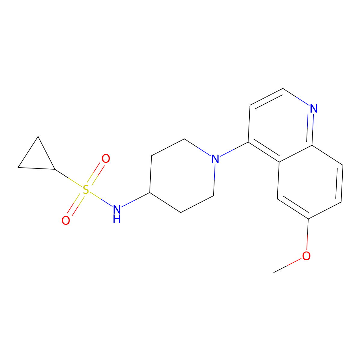 N-[1-(6-methoxyquinolin-4-yl)piperidin-4-yl]cyclopropanesulfonamide molecular structure, CAS 2549014-31-3