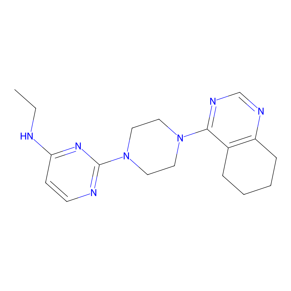 N-ethyl-2-[4-(5,6,7,8-tetrahydroquinazolin-4-yl)piperazin-1-yl]pyrimidin-4-amine molecular structure, CAS 2549014-32-4