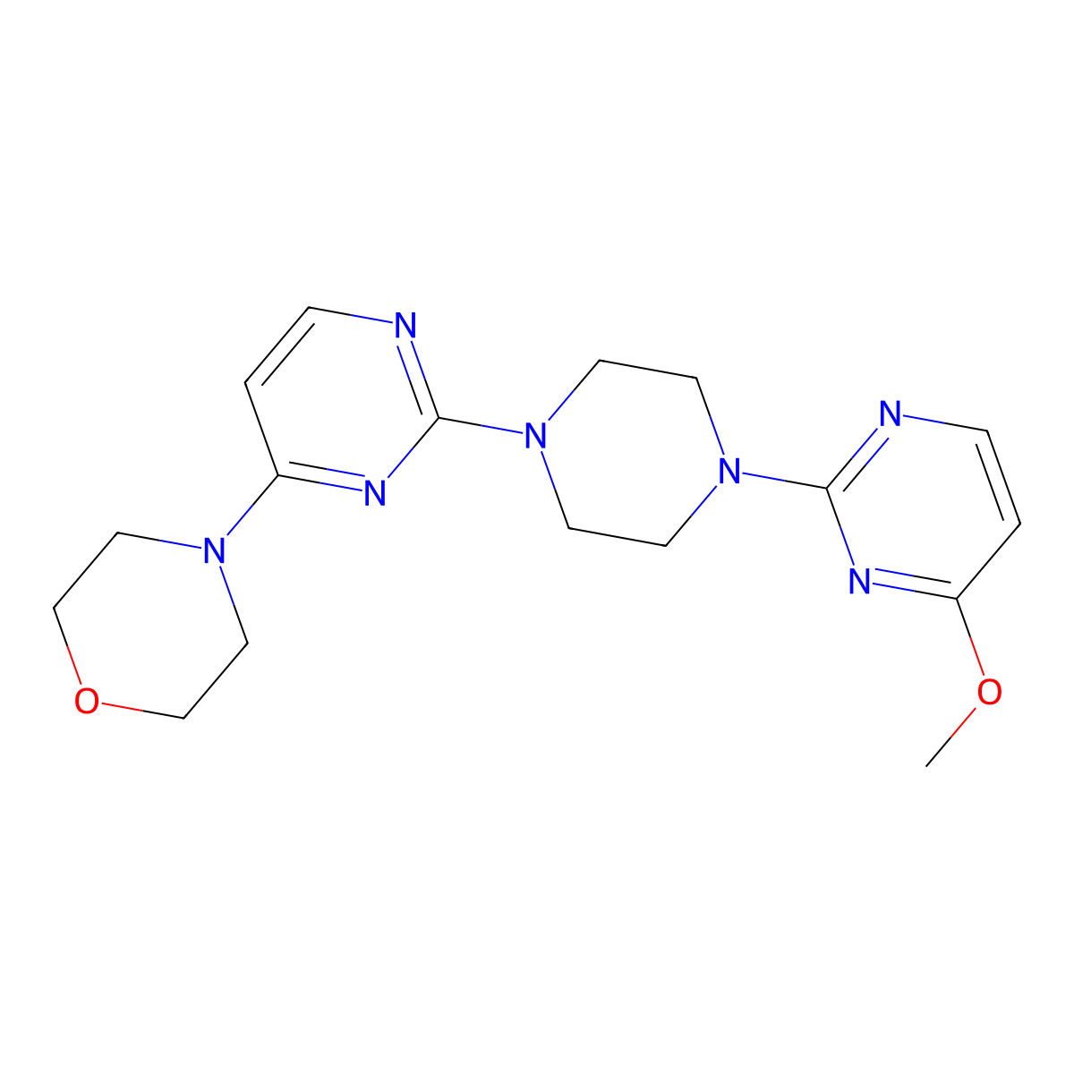 4-{2-[4-(4-Methoxypyrimidin-2-yl)piperazin-1-yl]pyrimidin-4-yl}morpholine molecular structure, CAS 2549014-44-8