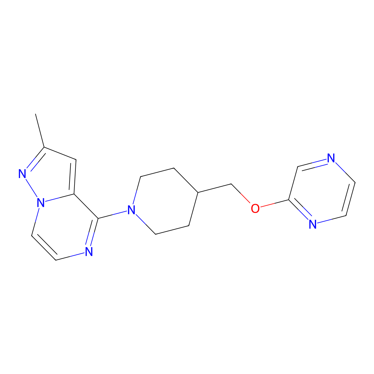 2-[(1-{2-Methylpyrazolo[1,5-a]pyrazin-4-yl}piperidin-4-yl)methoxy]pyrazine molecular structure, CAS 2549014-46-0