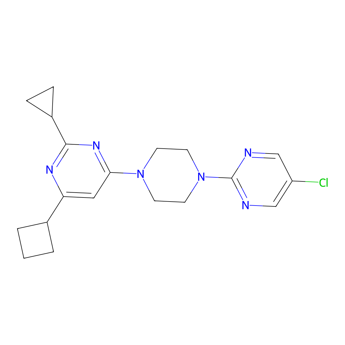 4-[4-(5-Chloropyrimidin-2-yl)piperazin-1-yl]-6-cyclobutyl-2-cyclopropylpyrimidine molecular structure, CAS 2549014-47-1