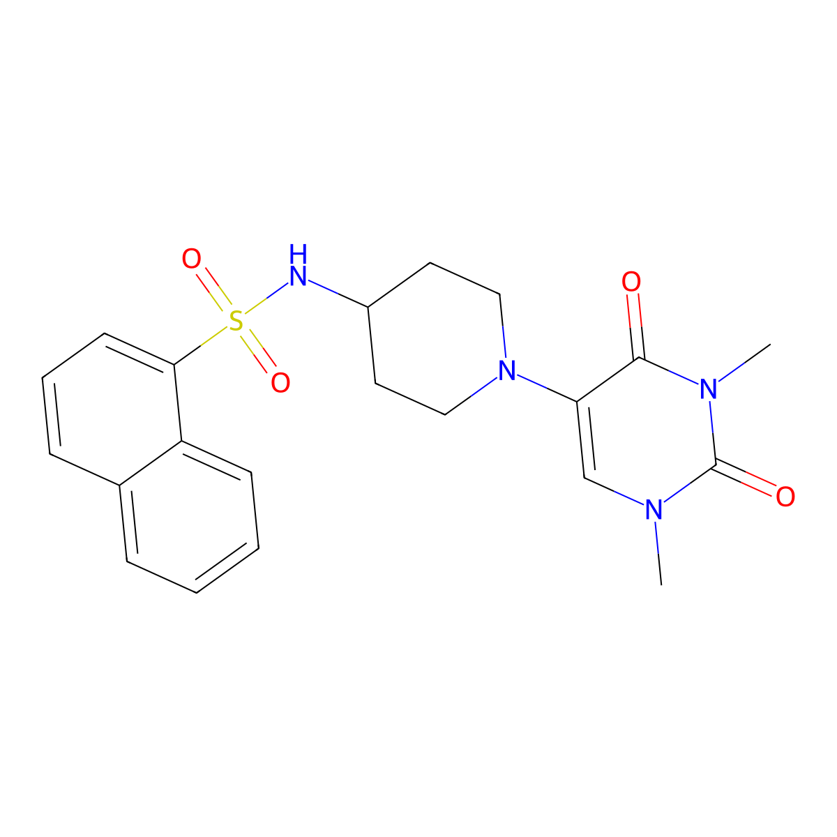 N-[1-(1,3-dimethyl-2,4-dioxo-1,2,3,4-tetrahydropyrimidin-5-yl)piperidin-4-yl]naphthalene-1-sulfonamide molecular structure, CAS 2549014-48-2