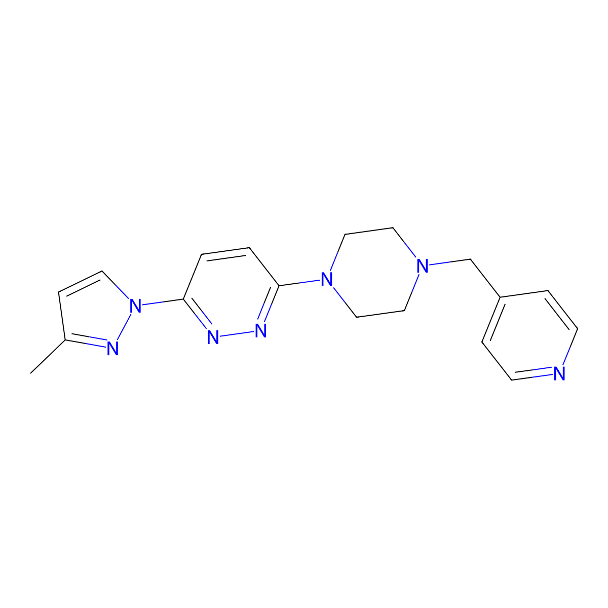 3-(3-methyl-1H-pyrazol-1-yl)-6-{4-[(pyridin-4-yl)methyl]piperazin-1-yl}pyridazine molecular structure, CAS 2549014-49-3