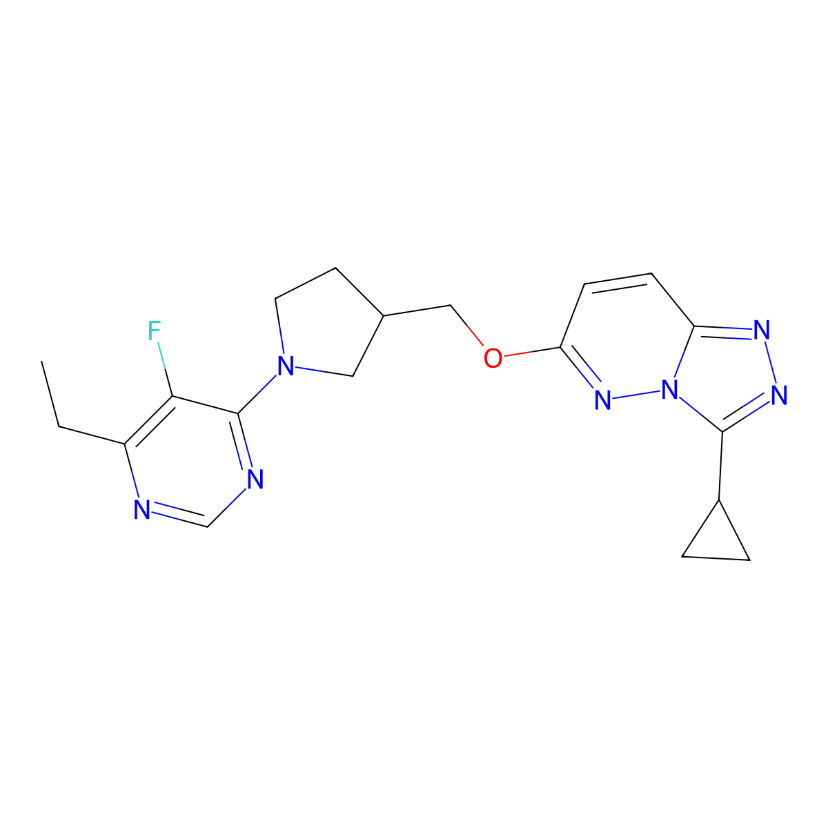 4-{3-[({3-Cyclopropyl-[1,2,4]triazolo[4,3-b]pyridazin-6-yl}oxy)methyl]pyrrolidin-1-yl}-6-ethyl-5-fluoropyrimidine molecular structure, CAS 2549014-52-8