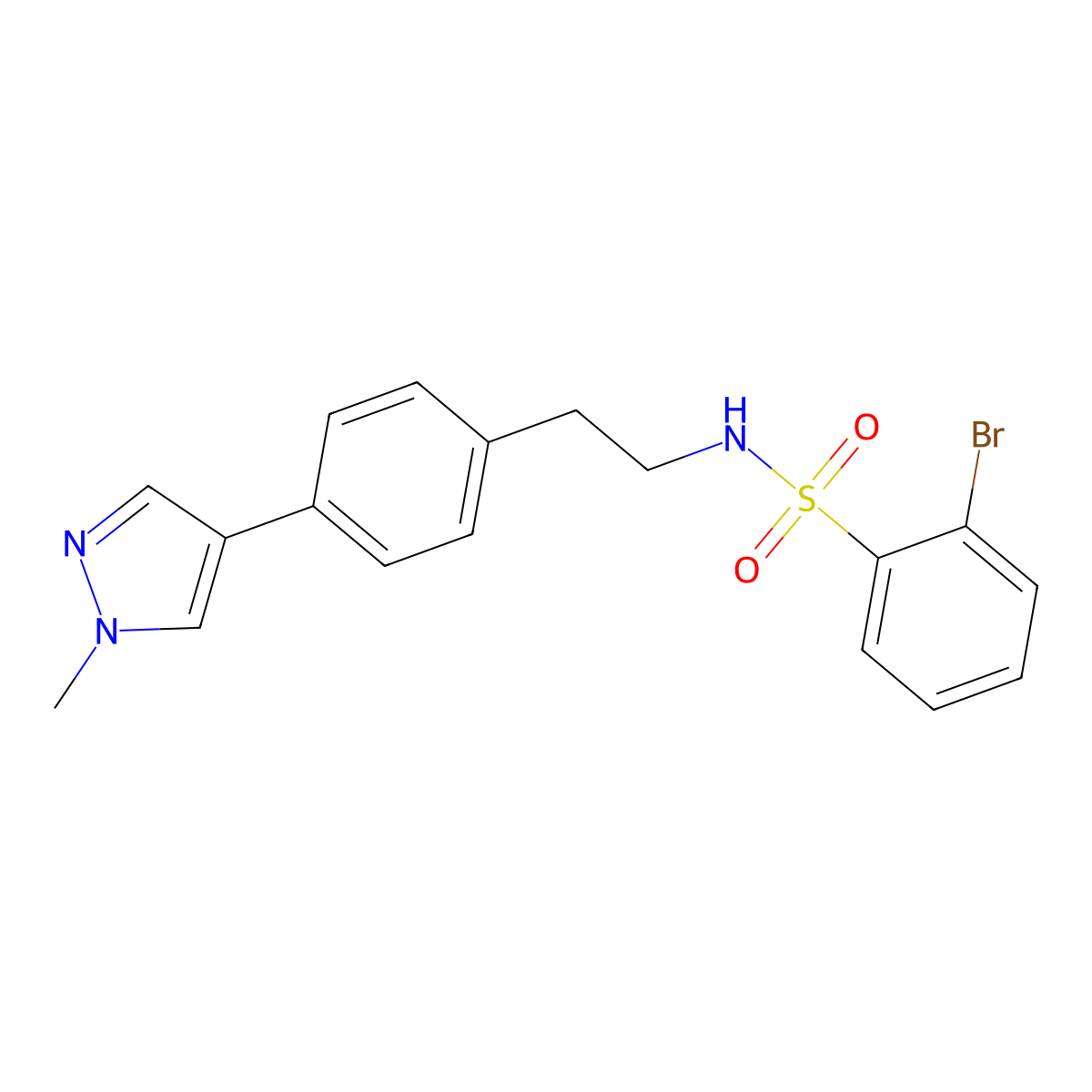 2-bromo-N-{2-[4-(1-methyl-1H-pyrazol-4-yl)phenyl]ethyl}benzene-1-sulfonamide molecular structure, CAS 2549014-54-0