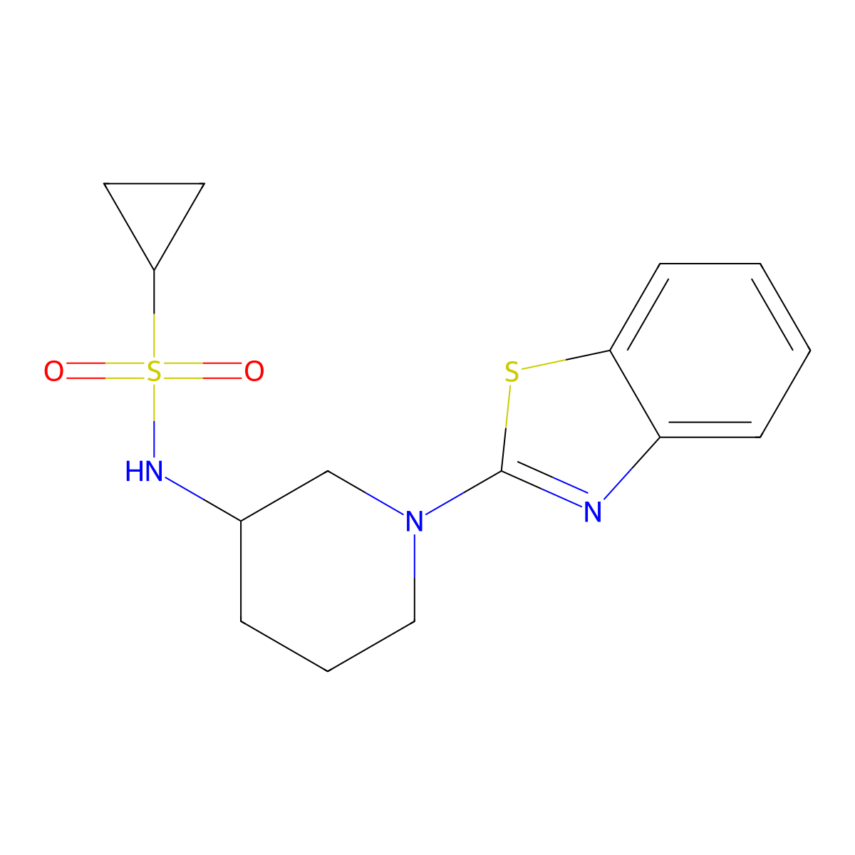 N-[1-(1,3-benzothiazol-2-yl)piperidin-3-yl]cyclopropanesulfonamide molecular structure, CAS 2549014-60-8