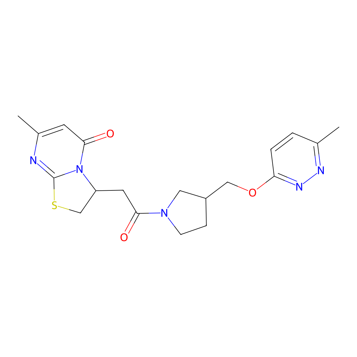 7-methyl-3-[2-(3-{[(6-methylpyridazin-3-yl)oxy]methyl}pyrrolidin-1-yl)-2-oxoethyl]-2H,3H,5H-[1,3]thiazolo[3,2-a]pyrimidin-5-one molecular structure, CAS 2549014-61-9