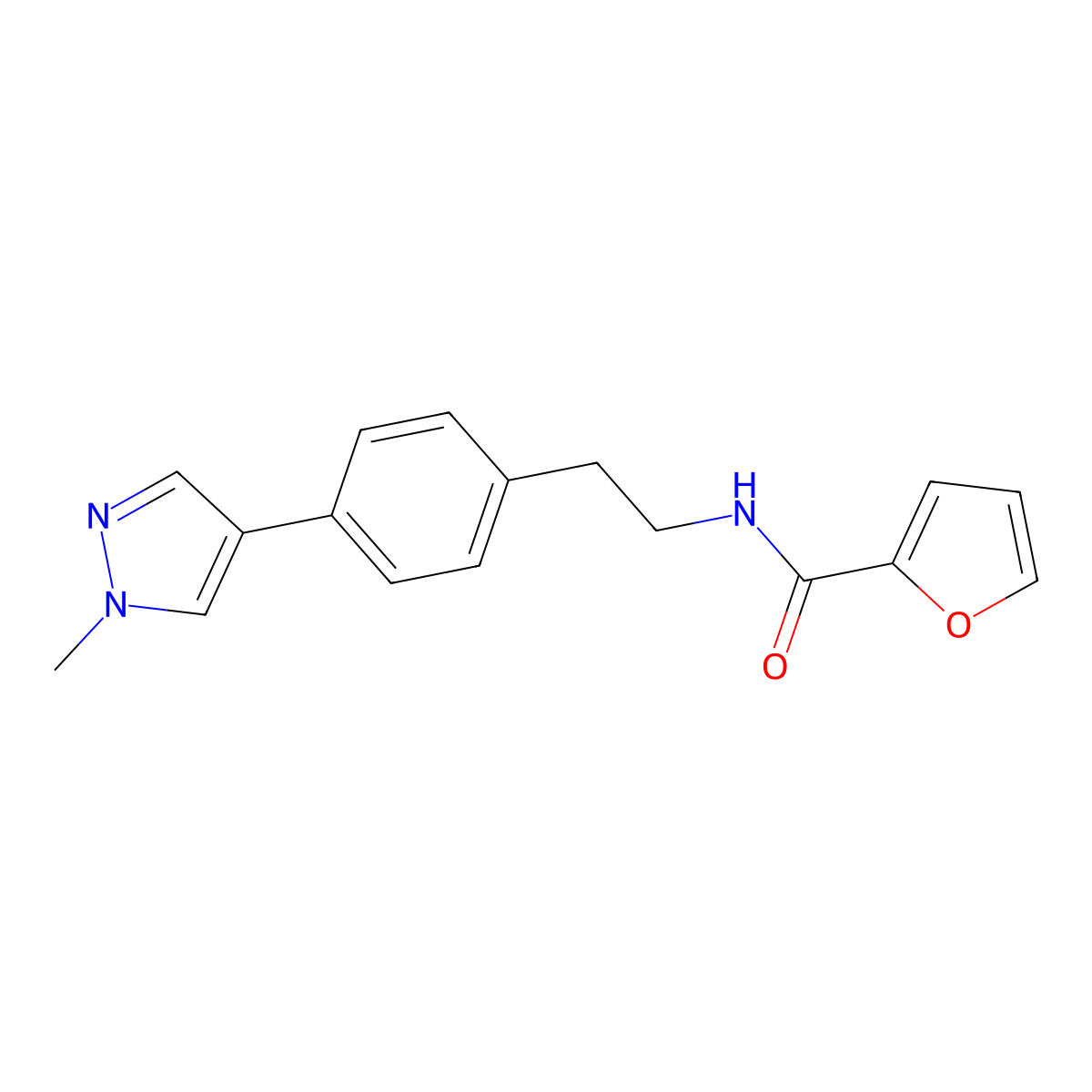 N-{2-[4-(1-methyl-1H-pyrazol-4-yl)phenyl]ethyl}furan-2-carboxamide molecular structure, CAS 2549014-64-2