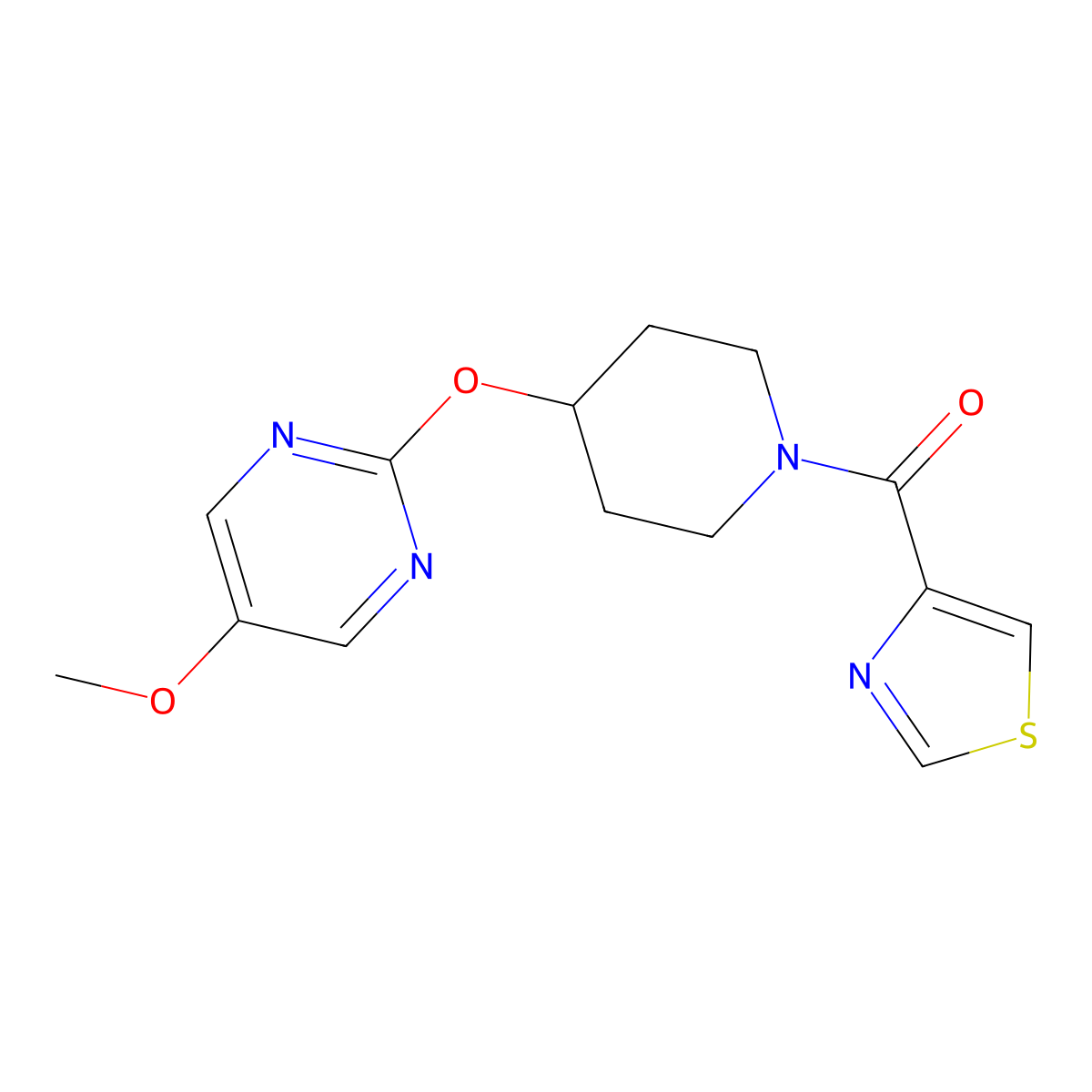 5-Methoxy-2-{[1-(1,3-thiazole-4-carbonyl)piperidin-4-yl]oxy}pyrimidine molecular structure, CAS 2549014-65-3