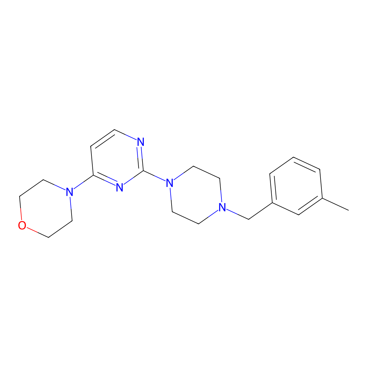 4-(2-{4-[(3-Methylphenyl)methyl]piperazin-1-yl}pyrimidin-4-yl)morpholine molecular structure, CAS 2549014-68-6