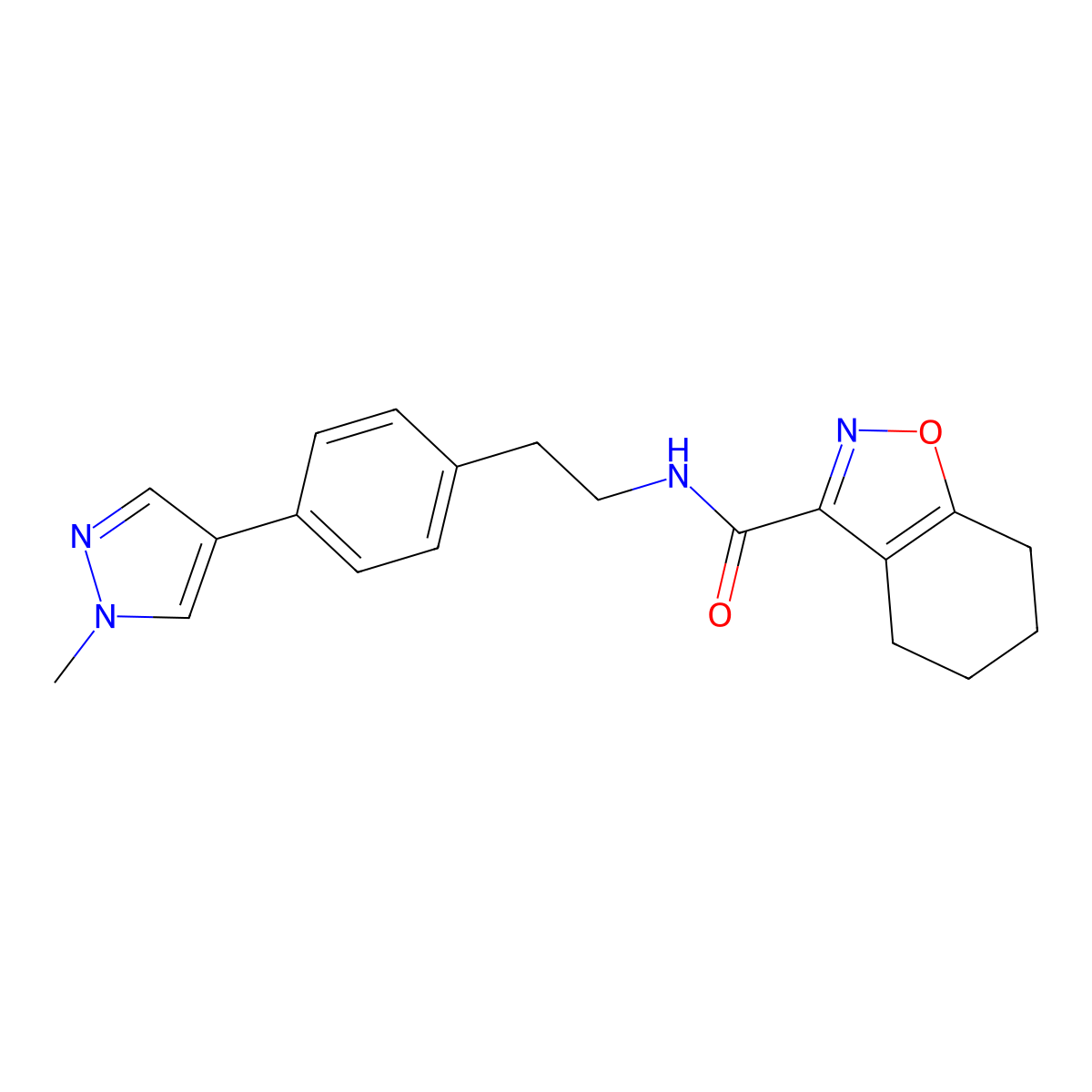 N-{2-[4-(1-methyl-1H-pyrazol-4-yl)phenyl]ethyl}-4,5,6,7-tetrahydro-1,2-benzoxazole-3-carboxamide molecular structure, CAS 2549014-80-2