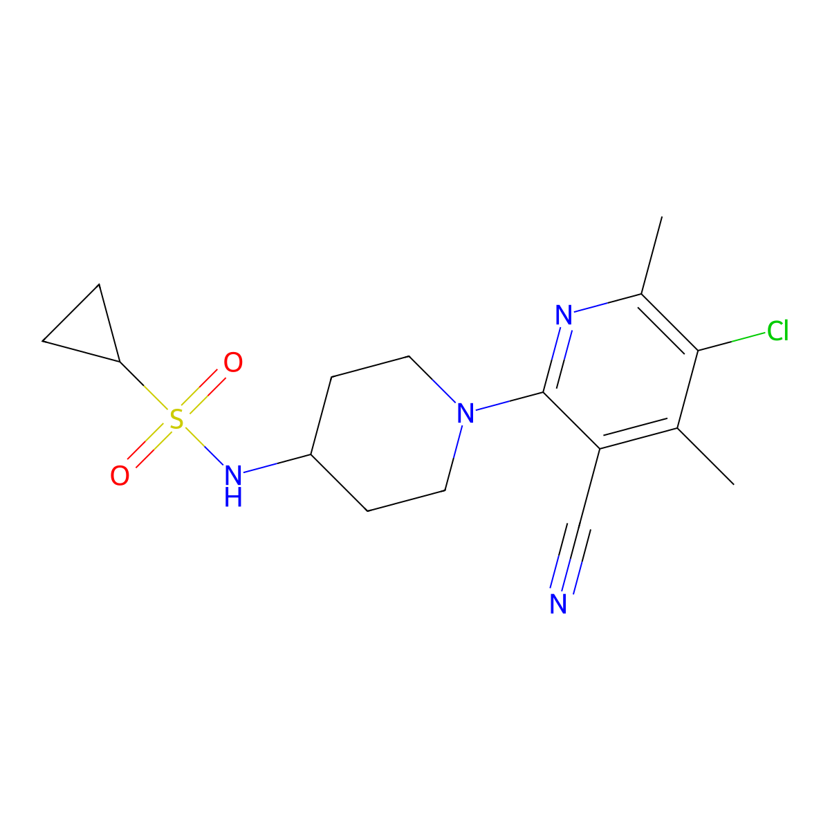 N-[1-(5-chloro-3-cyano-4,6-dimethylpyridin-2-yl)piperidin-4-yl]cyclopropanesulfonamide molecular structure, CAS 2549014-81-3