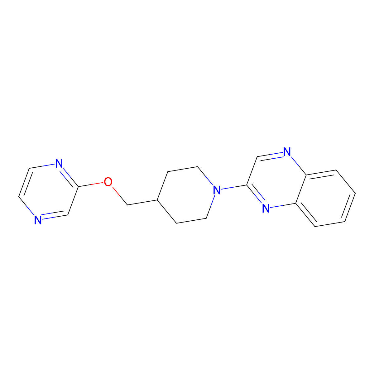 2-{4-[(Pyrazin-2-yloxy)methyl]piperidin-1-yl}quinoxaline molecular structure, CAS 2549014-85-7