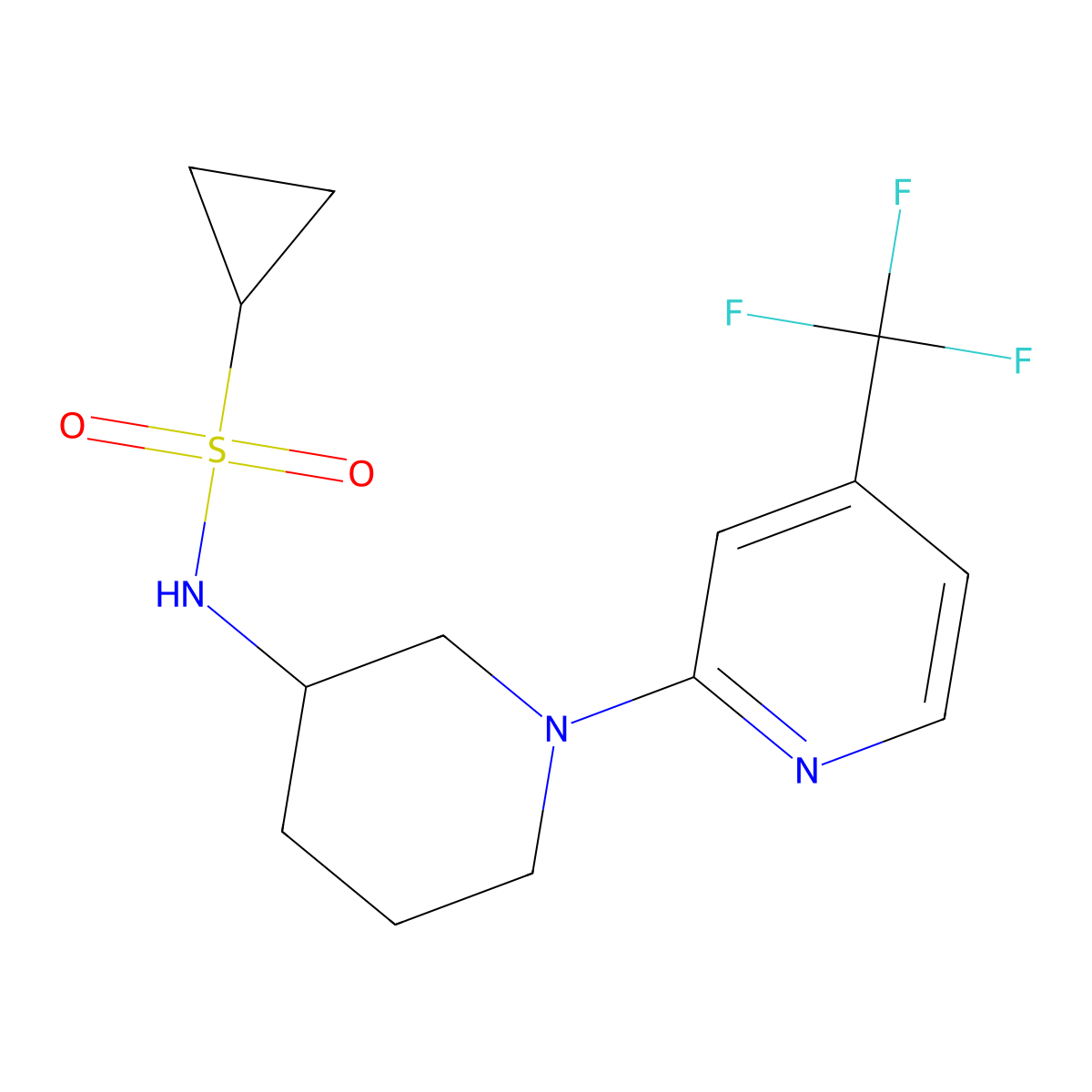 N-{1-[4-(trifluoromethyl)pyridin-2-yl]piperidin-3-yl}cyclopropanesulfonamide molecular structure, CAS 2549014-87-9