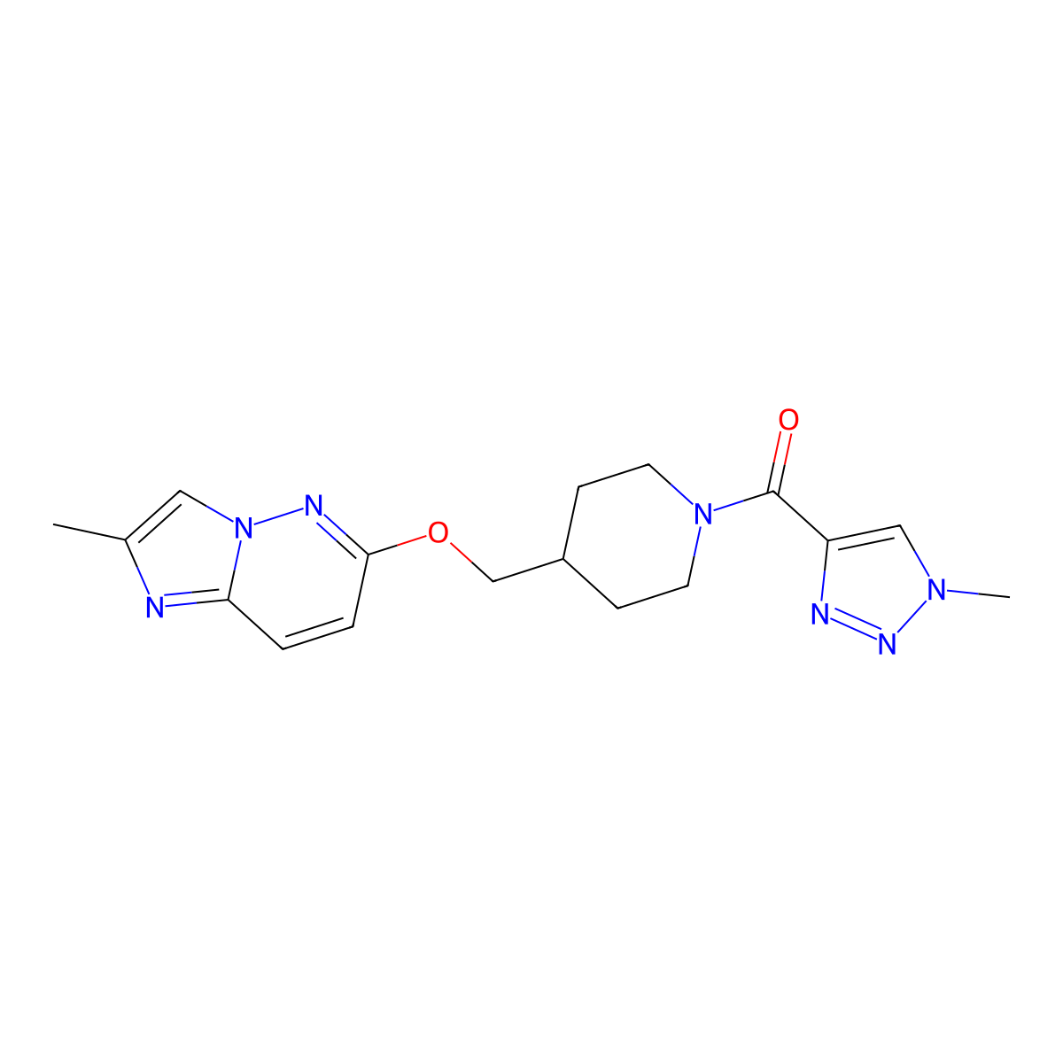 1-(1-methyl-1H-1,2,3-triazole-4-carbonyl)-4-[({2-methylimidazo[1,2-b]pyridazin-6-yl}oxy)methyl]piperidine molecular structure, CAS 2549014-88-0