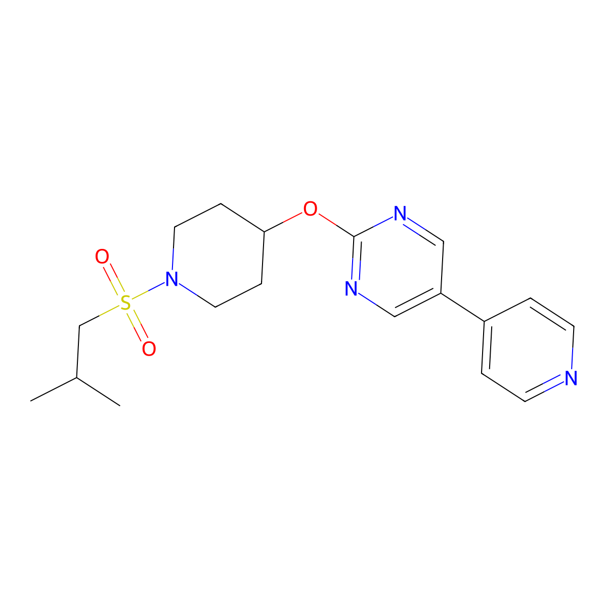 2-{[1-(2-Methylpropanesulfonyl)piperidin-4-yl]oxy}-5-(pyridin-4-yl)pyrimidine molecular structure, CAS 2549014-92-6