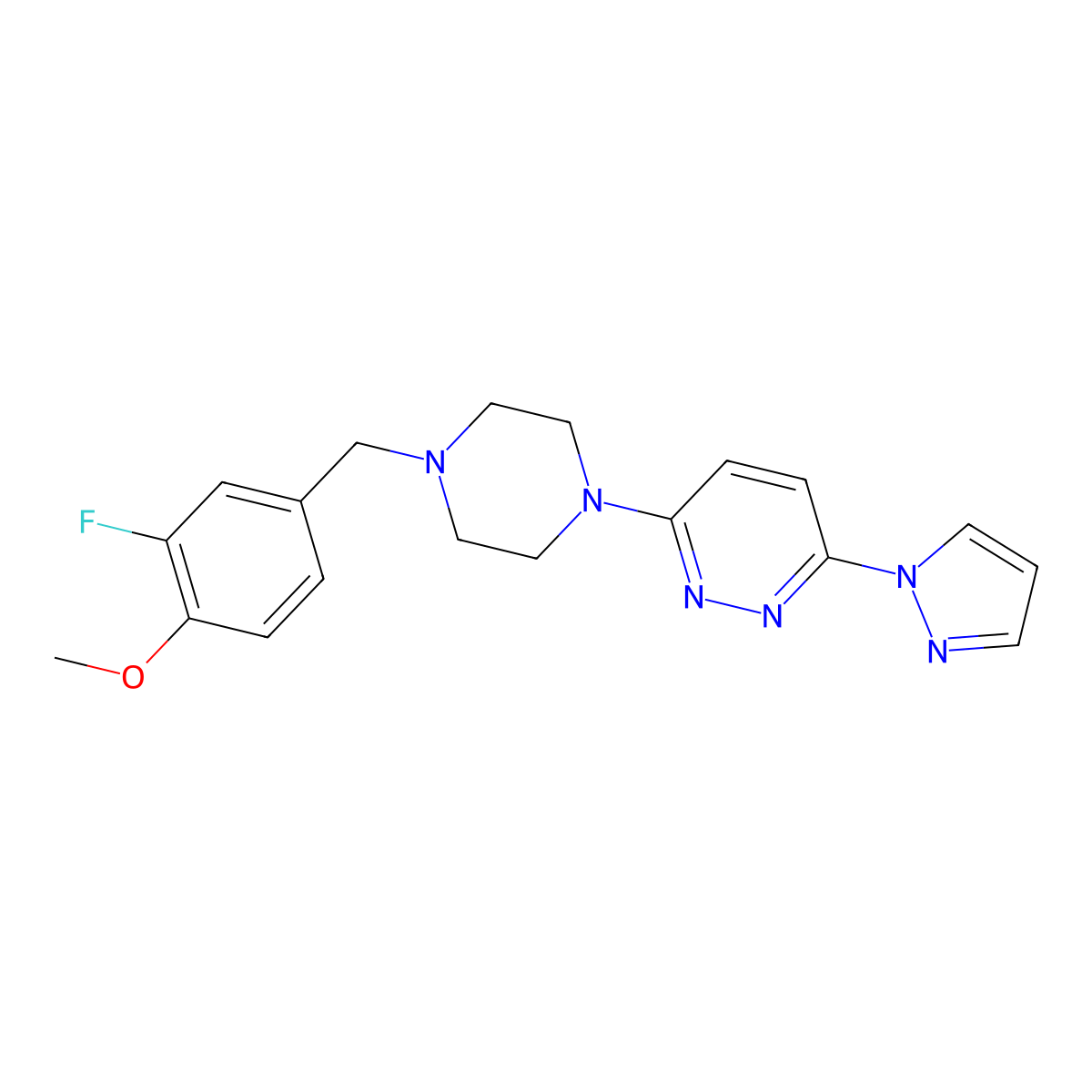 3-{4-[(3-fluoro-4-methoxyphenyl)methyl]piperazin-1-yl}-6-(1H-pyrazol-1-yl)pyridazine molecular structure, CAS 2549014-93-7